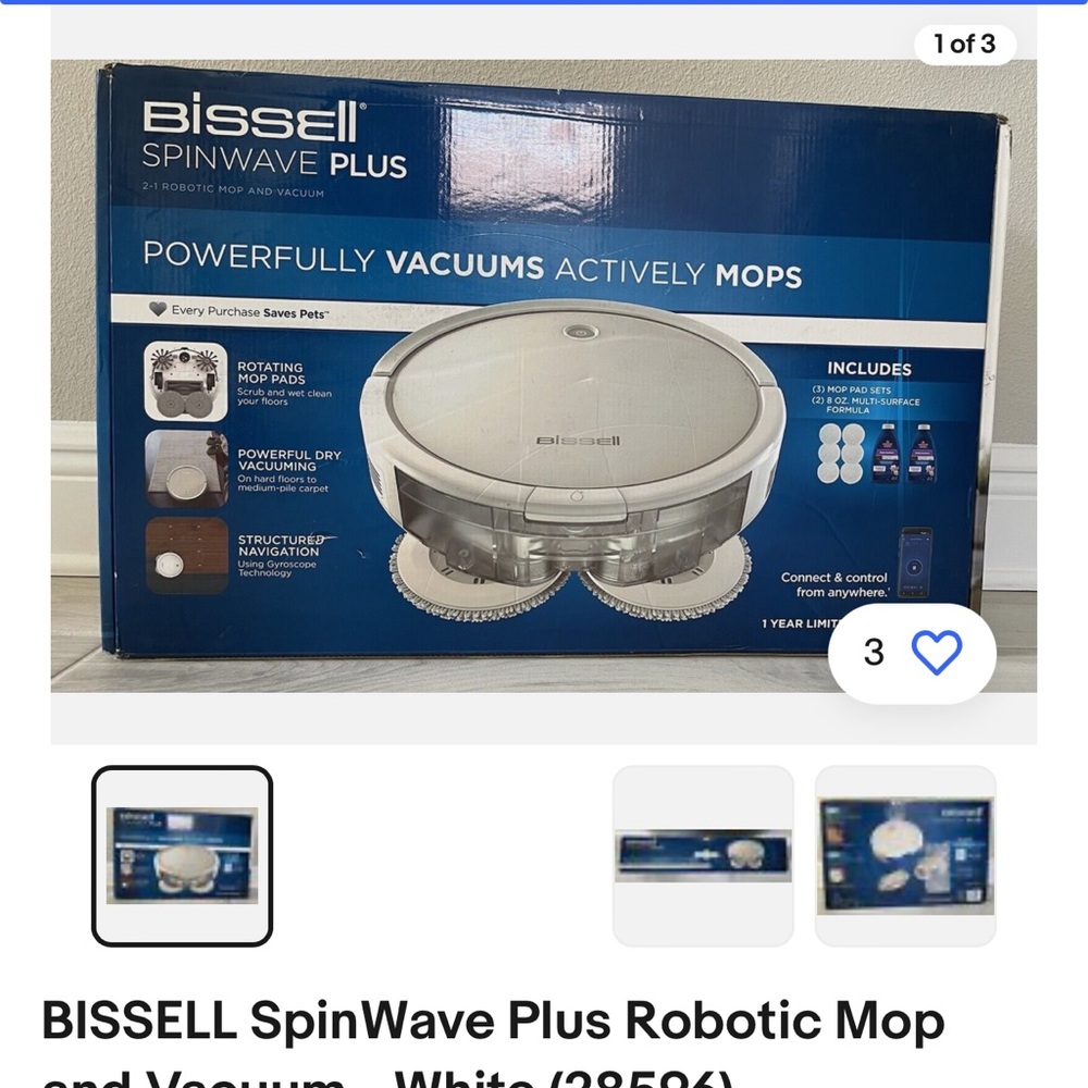 Bissell 3 n one robot mop new